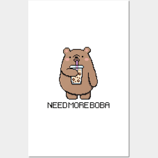 Pixel Bear Needs More Boba Tea! Posters and Art